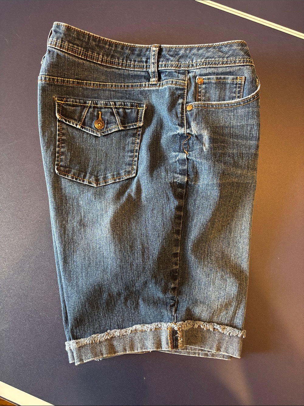 Apt. 9 Dark Blue Cuffed Denim Shorts